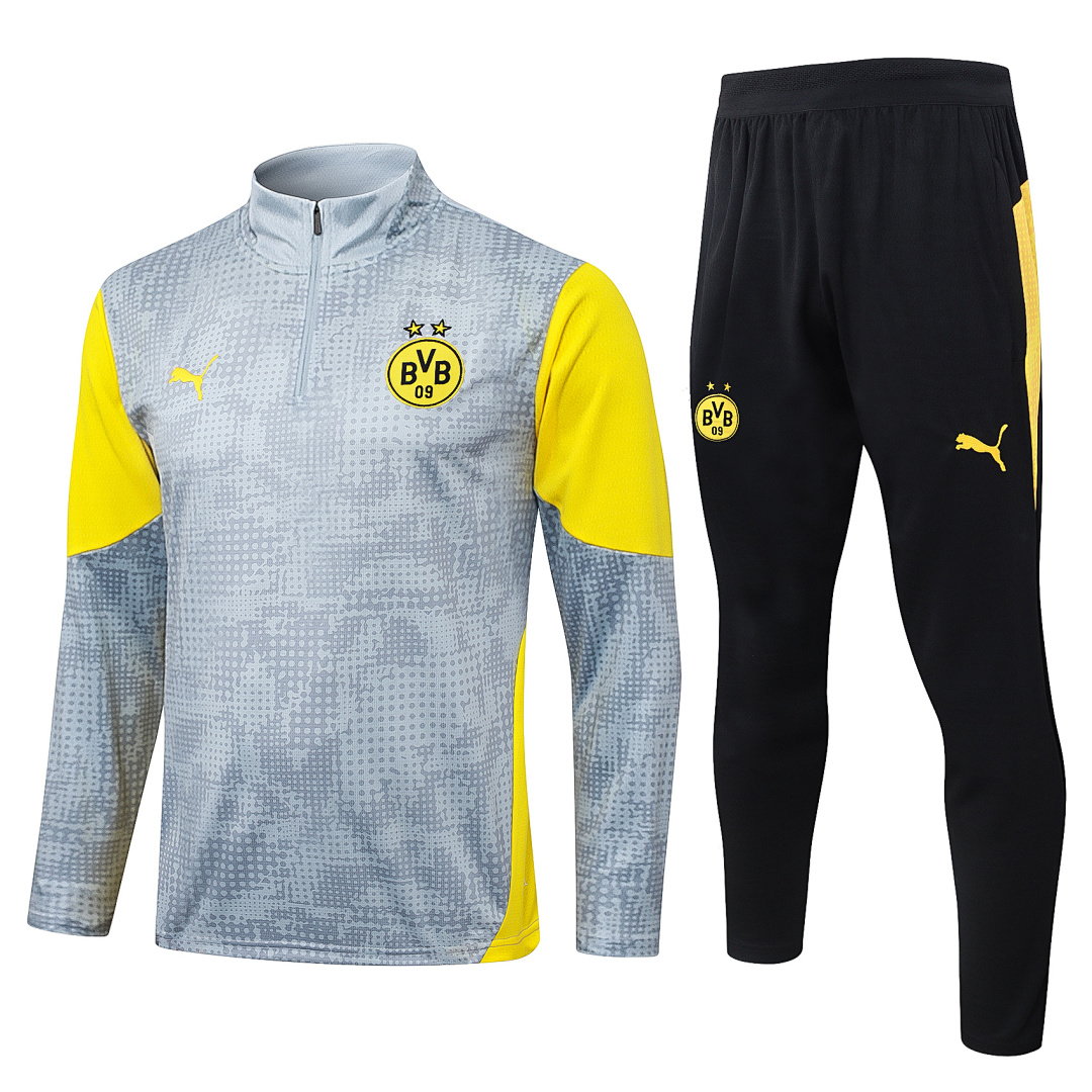 25/26 Borussia Dortmund Half-Zip Men's Training Kit Light Gray Print