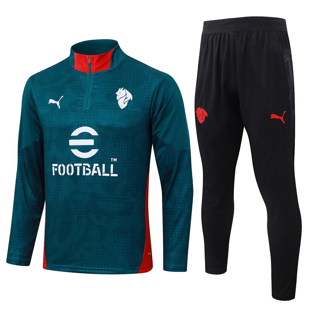 25/26 AC Milan Half-Zip Men's Training Kit Dark Green Print