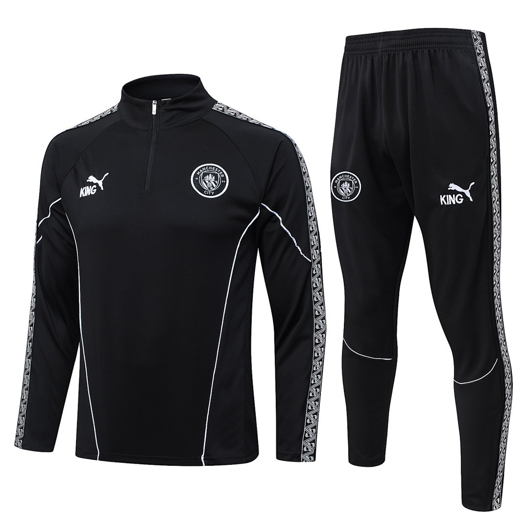 25/26 Manchester City Half-Zip Men's Training Kit Black Tape