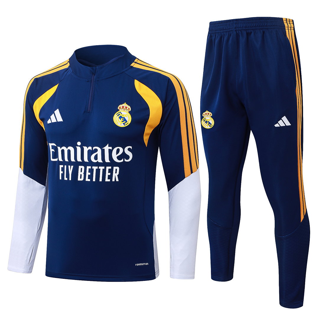 26/27 Real Madrid Half-Zip Men's Training Kit Royal Blue Sleeves White