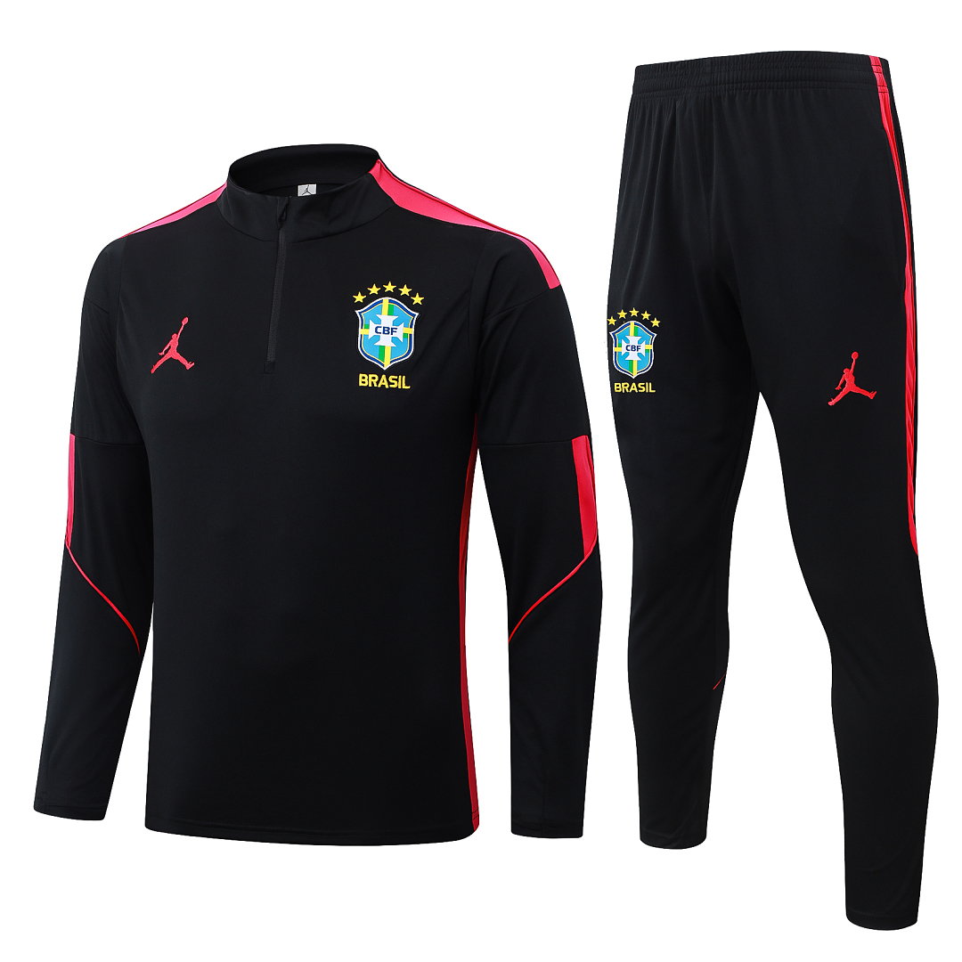 26/27 Brazil Half-Zip Men's Training Kit Black Red