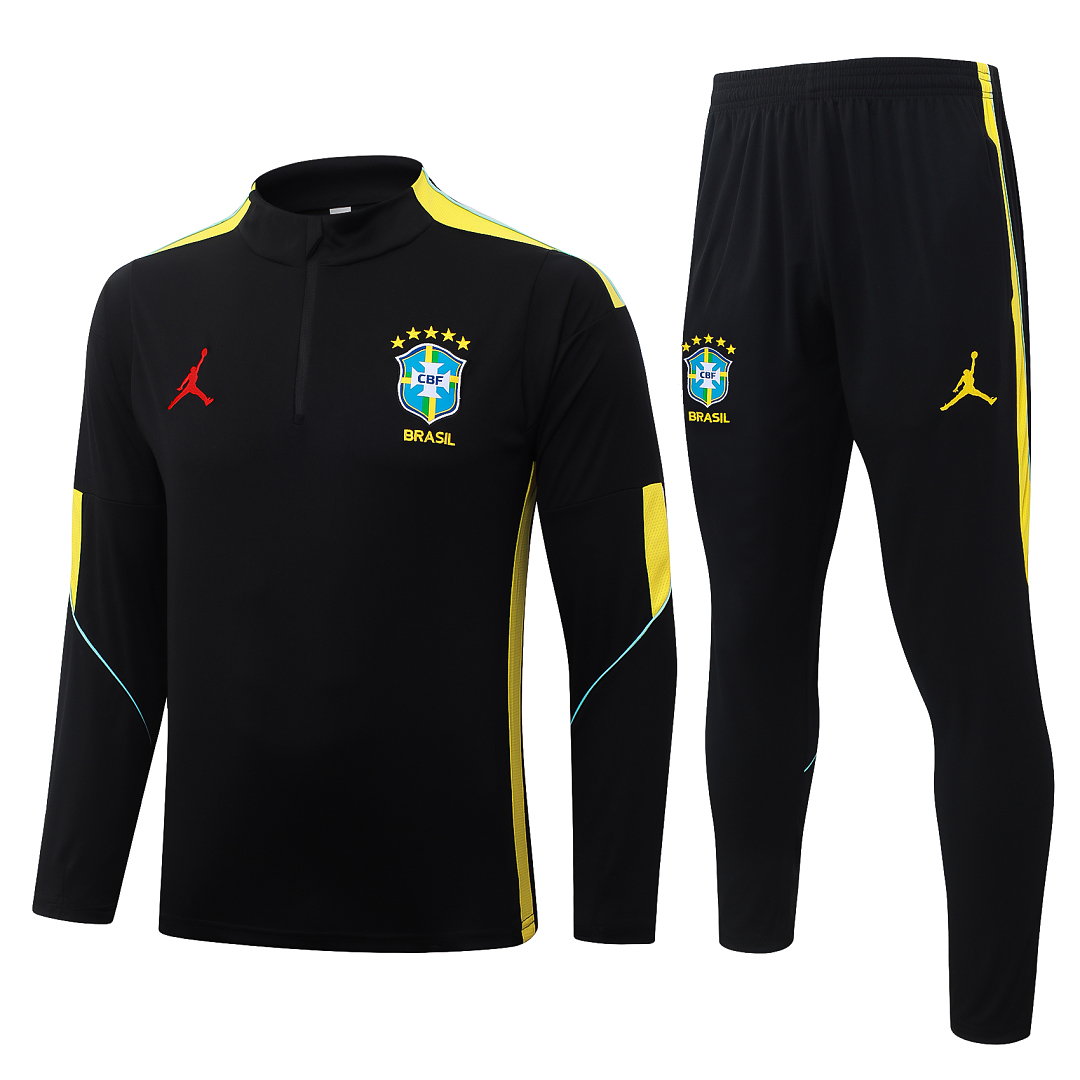 26/27 Brazil Half-Zip Men's Training Kit Black Yellow