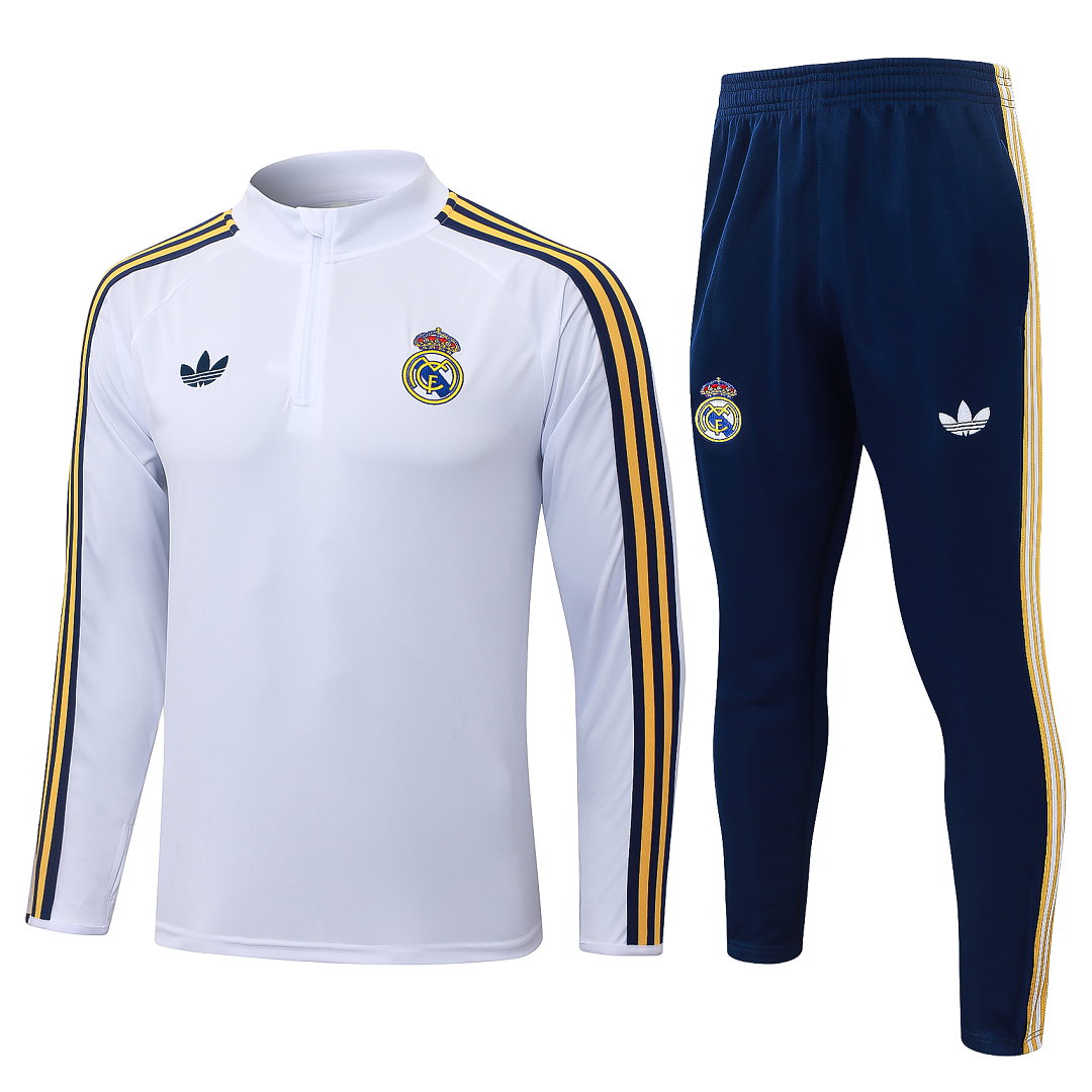26/27 Real Madrid Half-Zip Men's Training Kit White Yellow Tape