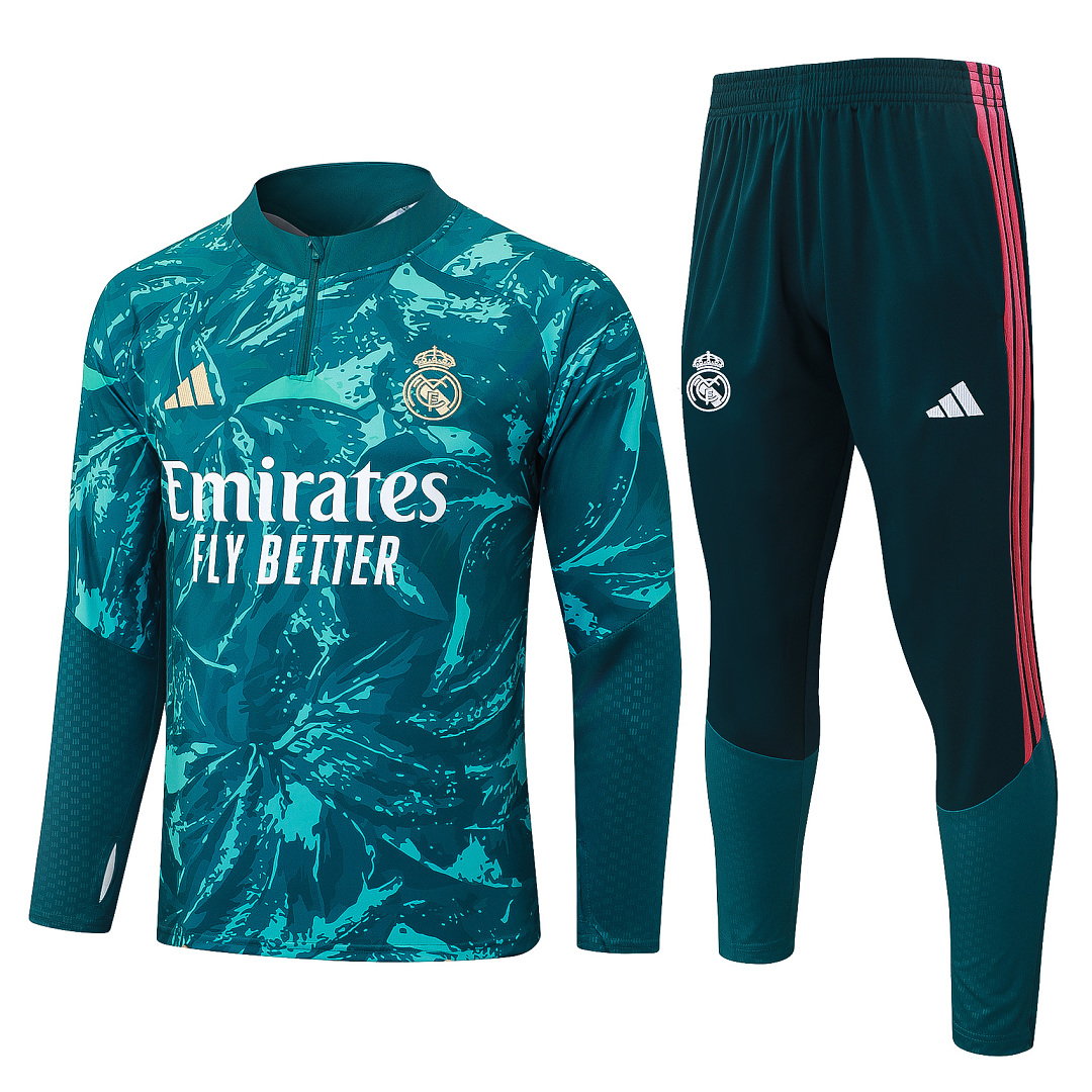 26/27 Real Madrid Half-Zip Men's Training Kit Dark Green Print