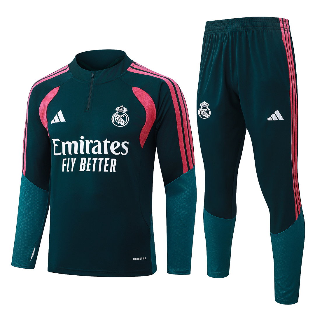 26/27 Real Madrid Half-Zip Men's Training Kit Dark Green