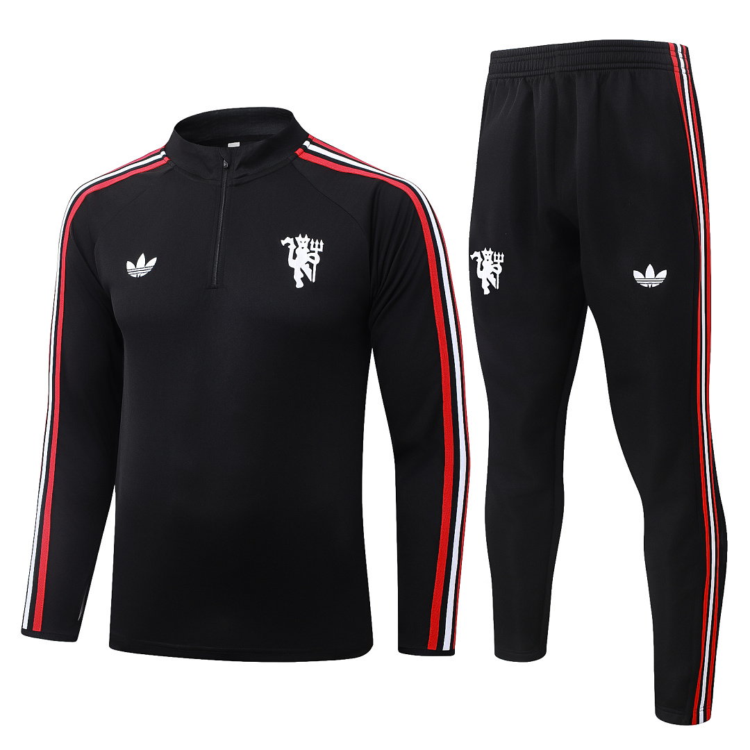 26/27 Manchester United Half-Zip Men's Training Kit Black Red White Tape