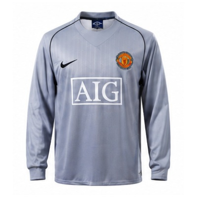 M-U 2007 Goalkeeper Grey Long Sleeve Retro Jersey