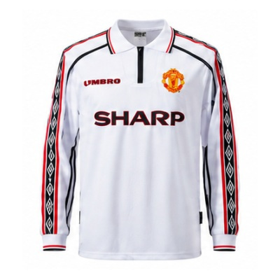 M-U 98/99 White Long Sleeve Retro Jersey