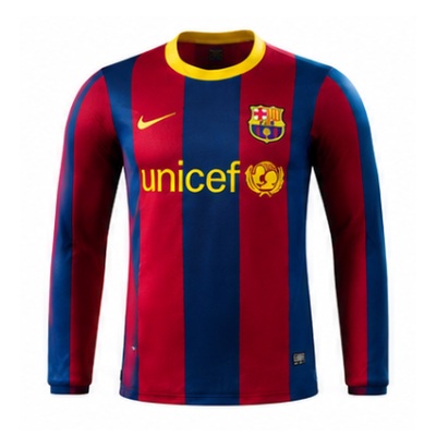 Barcelona 10/11 Home Long Sleeve Player Version Retro Jersey