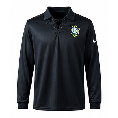 Brazil 2004 Special Edition Black Long Sleeve Retro Jersey