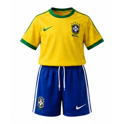Brazil 1998 Home Retro Kids Kit Jersey