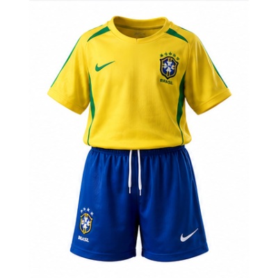 Brazil 2002 Home Retro Kids Kit Jersey