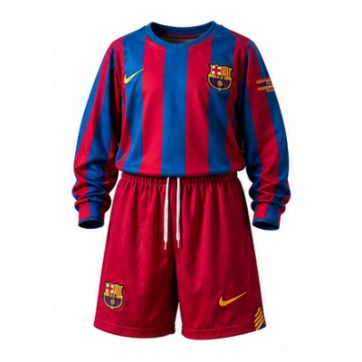 Barcelona 05/06 Home (UEFA Champions League) Retro Long Sleeve Kids Kit Jersey