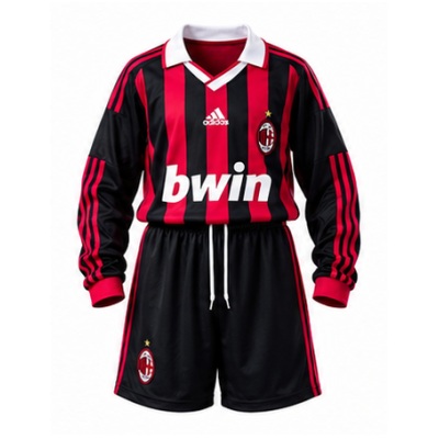 AC Milan 09/10 Home Retro Long Sleeve Kids Kit Jersey