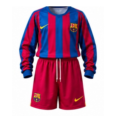 Barcelona 05/06 Home (League Edition) Retro Long Sleeve Kids Kit Jersey