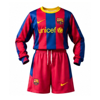 Barcelona 10/11 Home Retro Long Sleeve Kids Kit Jersey