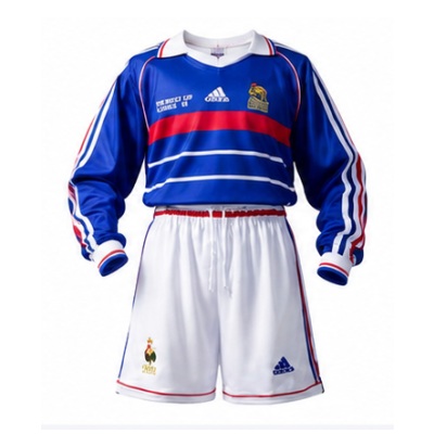 France 1998 Home Retro Long Sleeve Kids Kit Jersey