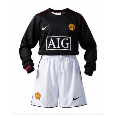 M-U 07/08 Away Retro Long Sleeve Kids Kit Jersey
