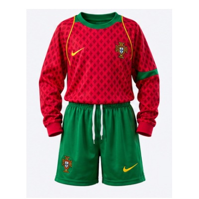 Portugal 2004 Home Retro Long Sleeve Kids Kit Jersey