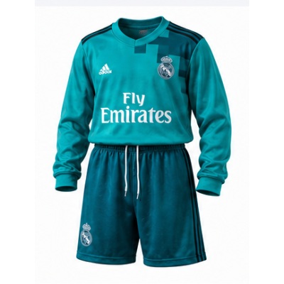 Real Madrid 17/18 Third Away Retro Long Sleeve Kids Kit Jersey
