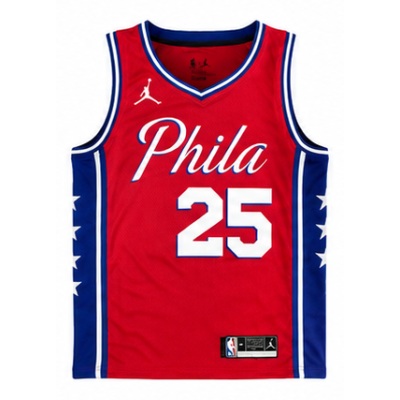 2020/21 Season Philadelphia 76ers Jordan Theme Red #25 Ben Simmons NBA Jersey