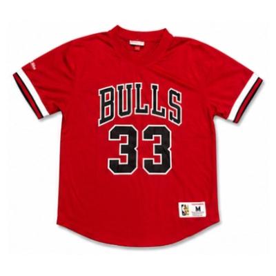 Mitchellness Chicago Bulls Red #33 Scottie Pippen Retro Mesh T-Shirt