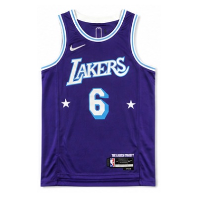 75th Anniversary 2021/22 Season Los Angeles Lakers City Edition #6 LeBron James NBA Jersey
