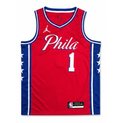 Philadelphia 76ers Jumpman Edition Red #1 James Harden NBA Jersey