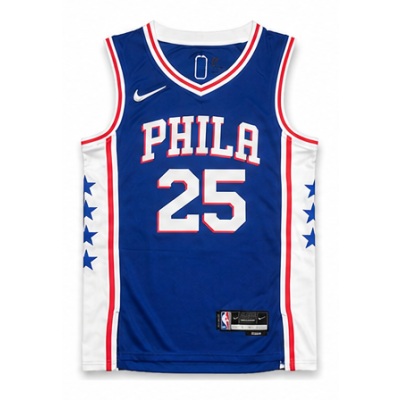 75th Anniversary Philadelphia 76ers V-Neck Blue #25 Ben Simmons NBA Jersey