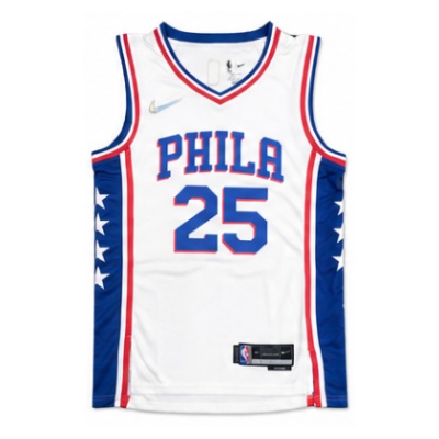 75th Anniversary Philadelphia 76ers V-Neck White #25 Ben Simmons NBA Jersey