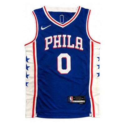 75th Anniversary Philadelphia 76ers Blue #0 Tyrese Maxey NBA Jersey
