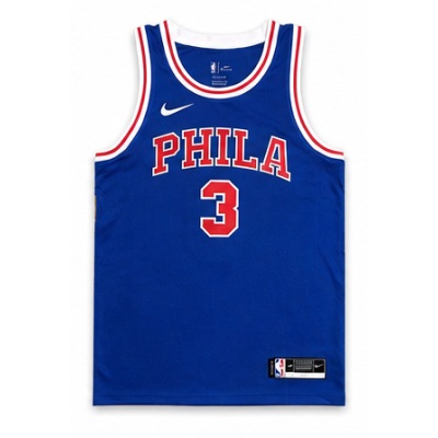 Philadelphia 76ers Retro Crew Neck Blue #3 Allen Iverson NBA Jersey