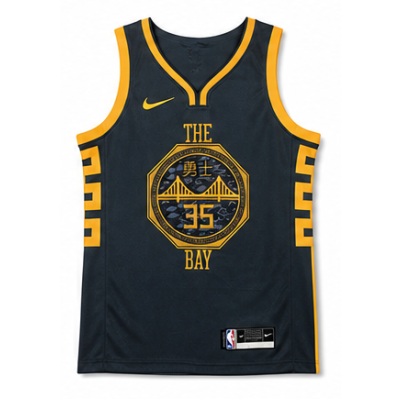 2017/18 Season Golden State Warriors Gray #35 Kevin Durant NBA Jersey