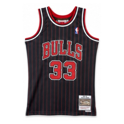 Mitchell & Ness Heat-Pressed camisola retro SW Chicago Bulls 96 SeasonHei Striped #33 Scottie Pippen