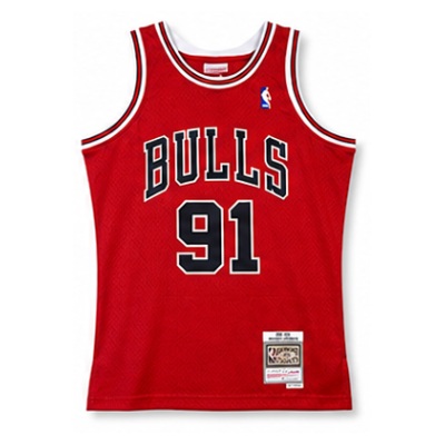 Mitchell & Ness Heat-Pressed Retro Jersey SW Chicago Bulls 98 Season Red #91 Dennis Rodman