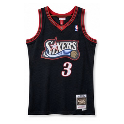 Mitchell & Ness Heat-Pressed Retro Jersey SW Philadelphia 76ers 97/98 Season Black #3 Allen Iverson