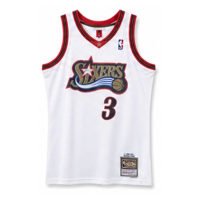 Mitchell & Ness Heat-Pressed Retro Jersey SW Philadelphia 76ers 98 Season White #3 Allen Iverson