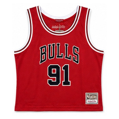 Mitchell & Ness Women's Cropped Retro Jersey Chicago Bulls Red #91 Dennis Rodman