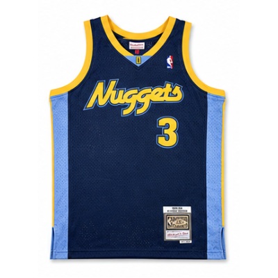 Mitchell & Ness Heat-Pressed camisa retrô SW Denver Nuggets 06/2006/07 temporada Navy #3 Allen Iverson