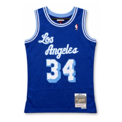 Mitchell & Ness Fan Version Heat-Pressed Retro Jersey Los Angeles Lakers 1996/97 Season Blue #34 Shaquille O'Neal