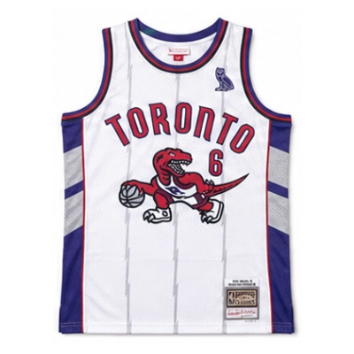 Mitchell & Ness Fan Version Heat-Pressed Retro Jersey Toronto Raptors White #6