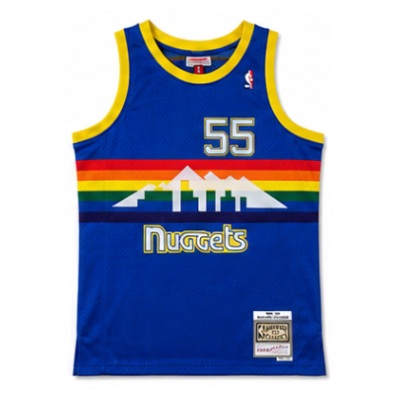 Mitchell & Ness Fan Version Heat-Pressed Retro Jersey Denver Nuggets 1991/92 Season Blue #55 Mu Tuo Mu Bo