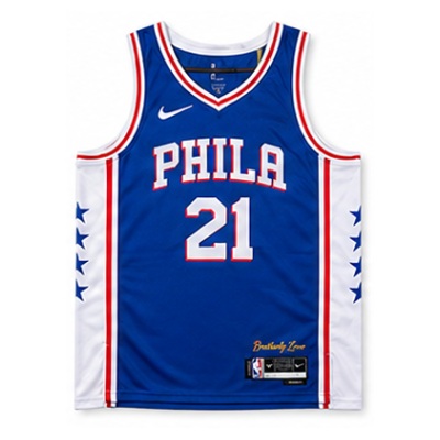 2022/23 Season Philadelphia 76ers V-Neck Blue #21 Joel Embiid NBA Jersey