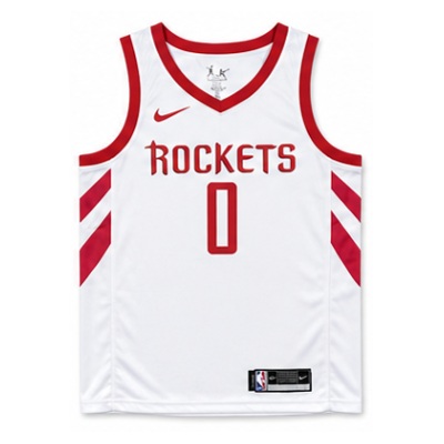 19Sai Ji Houston Rockets Home White #0 Russell Westbrook NBA Jersey