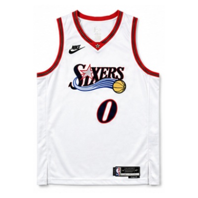 2025/26 Season Philadelphia 76ers Retro White #0 Tyrese Maxey NBA Jersey
