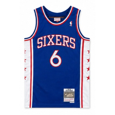 Mitchell & Ness Heat-Pressed Retro Jersey SW Philadelphia 76ers 82/83 Season Blue #6 Zhu Li Ye Kyrie Irving