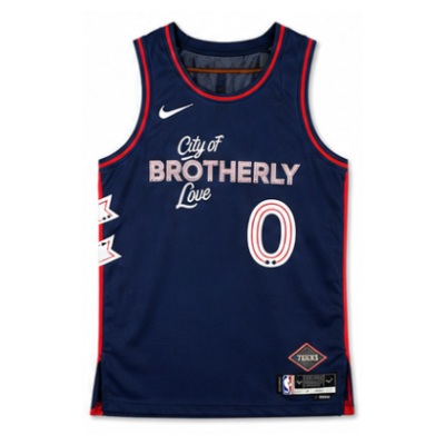 2023/24 Season Philadelphia 76ers City Edition #0 Tyrese Maxey NBA Jersey