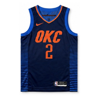 Oklahoma City Thunder Blue Striped #2 Shai Gilgeous-Alexander NBA Jersey