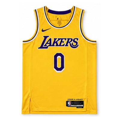 2022/23 Season Los Angeles Lakers Crew Neck Yellow #0 Russell Westbrook NBA Jersey