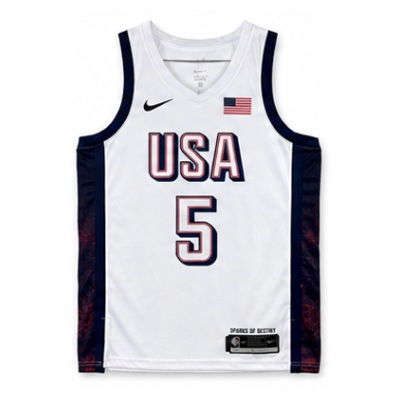 2024 Olympics Team USA Basketball White #5 Anthony Edwards NBA Jersey